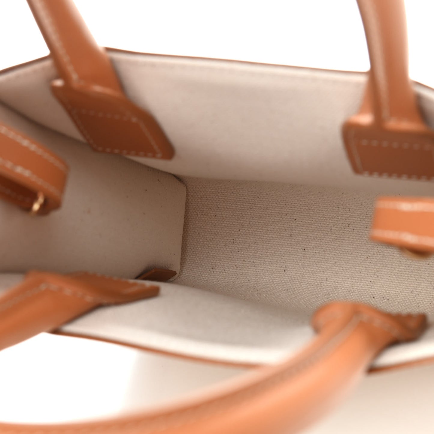 Canvas Calfskin Mini Vertical Cabas Natural Tan