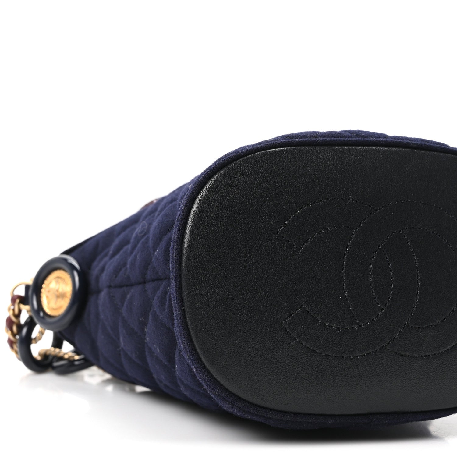 Chanel Wool Lambskin Quilted Paris Hamburg Charms Bucket Bag Dark Navy 9 of 10