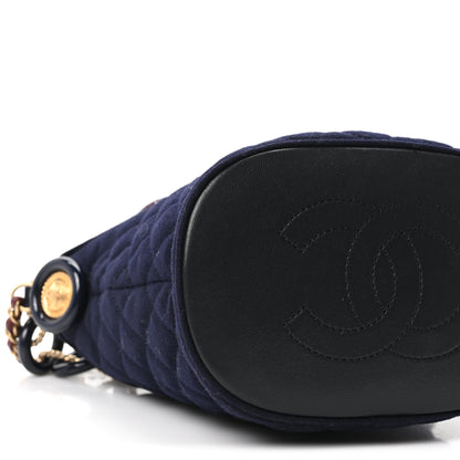 Chanel Wool Lambskin Quilted Paris Hamburg Charms Bucket Bag Dark Navy 9 of 10