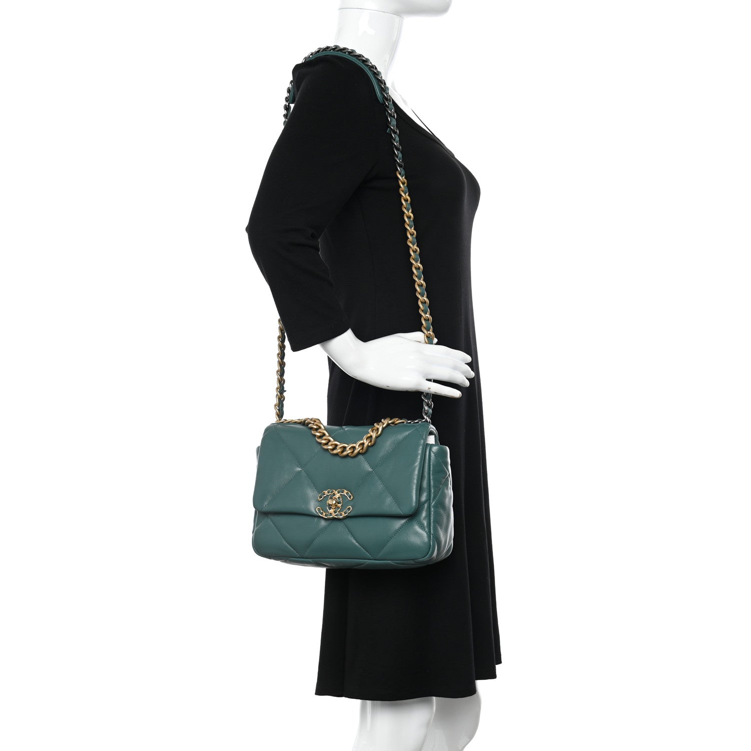 Chanel Lambskin Quilted Medium Chanel 19 Flap Green 2 of 10