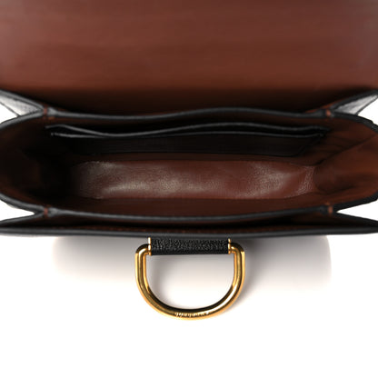 Burberry Goatskin Cotton Canvas Vintage Check Small D-Ring Bag Black Antique Yellow 5 of 11