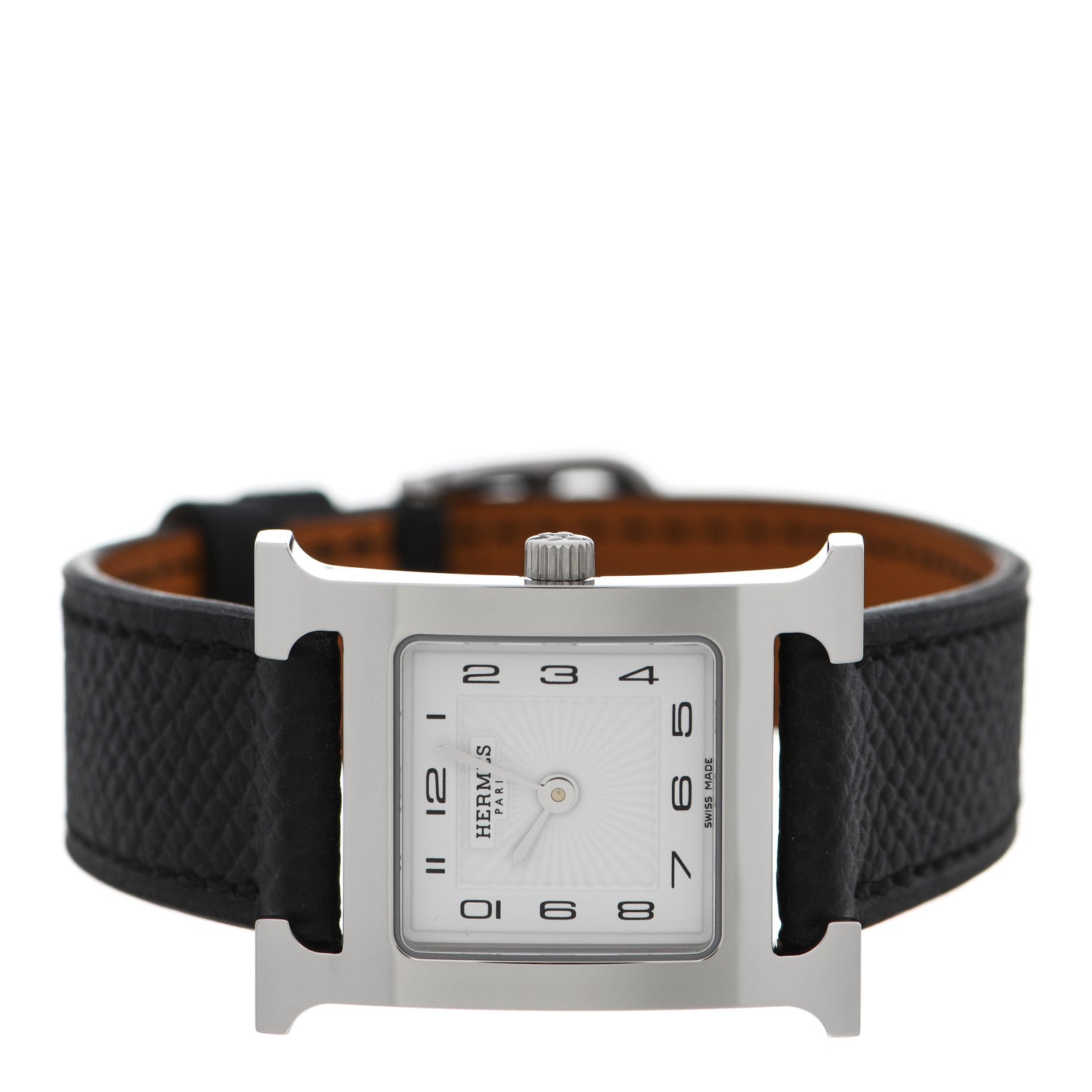 Hermes Stainless Steel Epsom 21mm Heure H Hour Quartz Watch Noir 2 of 5