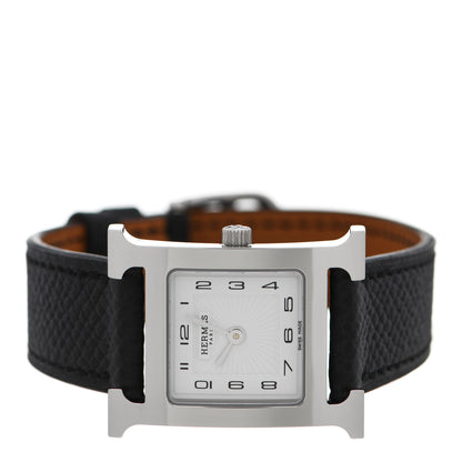 Hermes Stainless Steel Epsom 21mm Heure H Hour Quartz Watch Noir 2 of 5