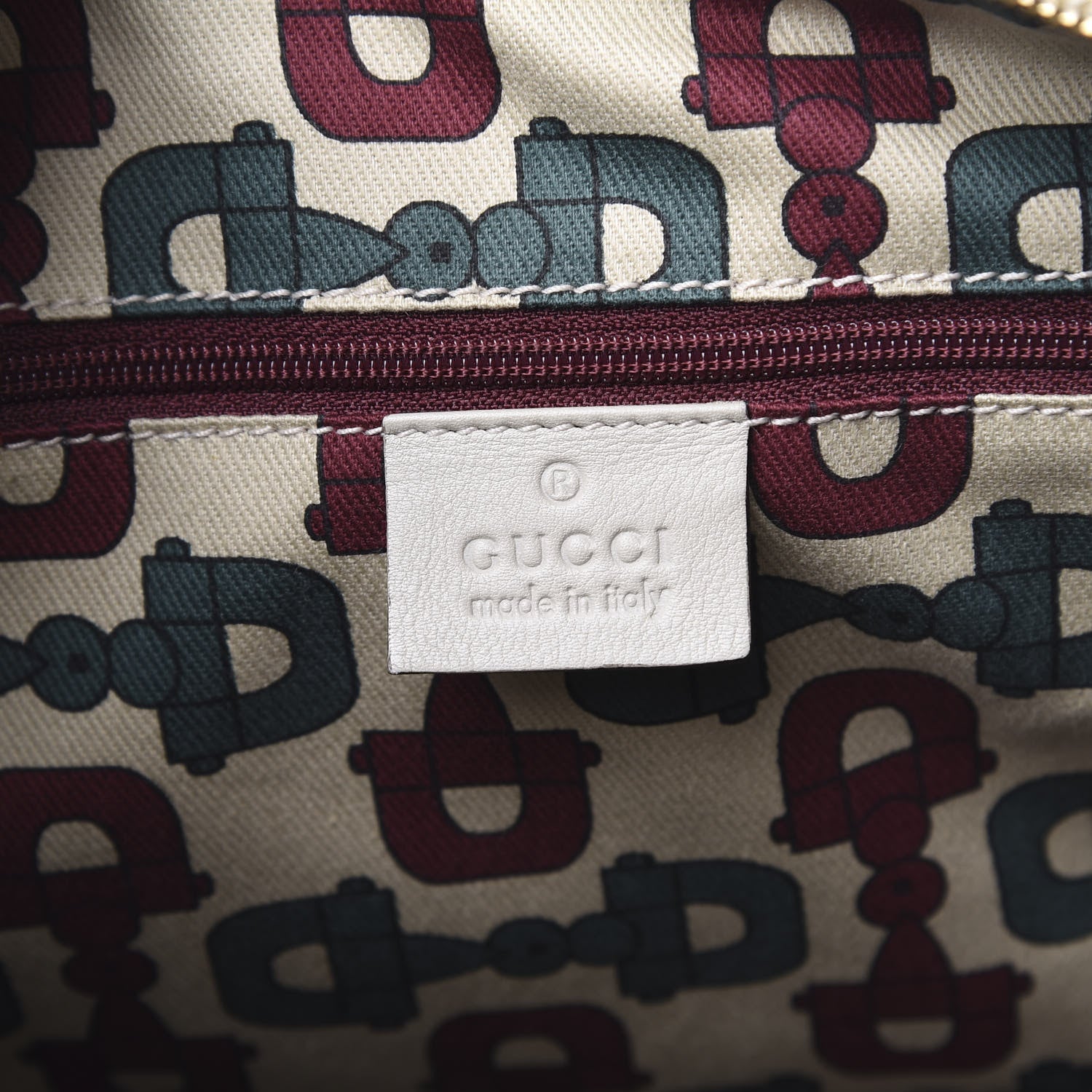 Gucci Guccissima Large D Gold Ring Hobo Off White 6 of 10