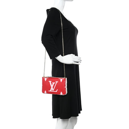 Louis Vuitton Monogram Giant Double Zip Pochette Rouge 2 of 9