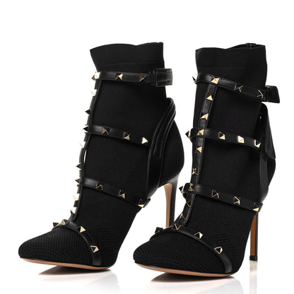 Valentino Garavani Knit Nappa Rockstud Bodytech 105mm Ankle Boots 39.5 Black 3 of 7
