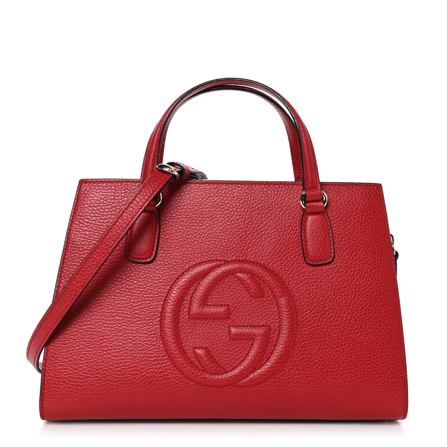 Dollar Calfskin Medium Soho Top Handle Satchel Hibiscus Red
