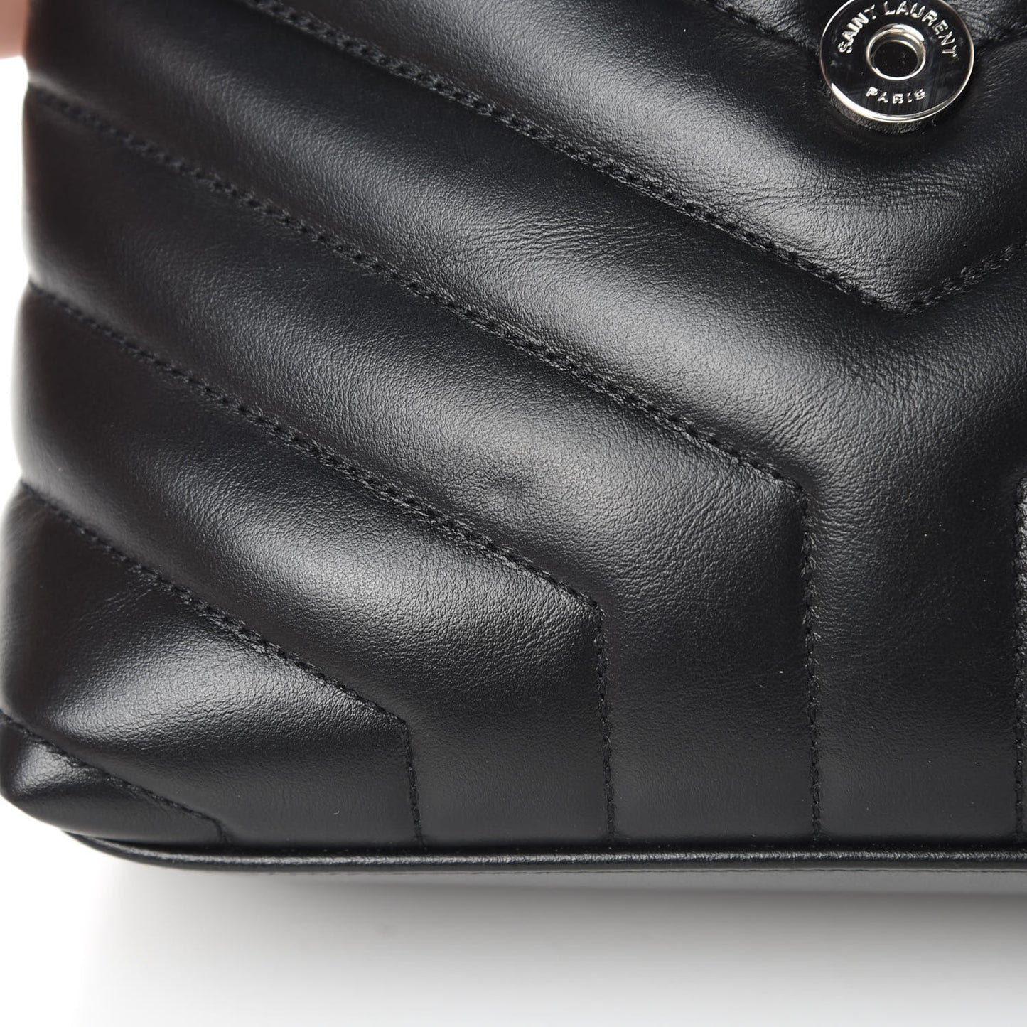 Calfskin Y Quilted Monogram Small Loulou Chain Satchel Black