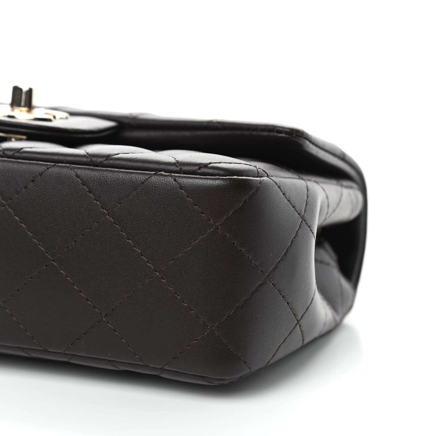 Chanel Lambskin Quilted Mini Rectangular Flap Dark Brown 9 of 11