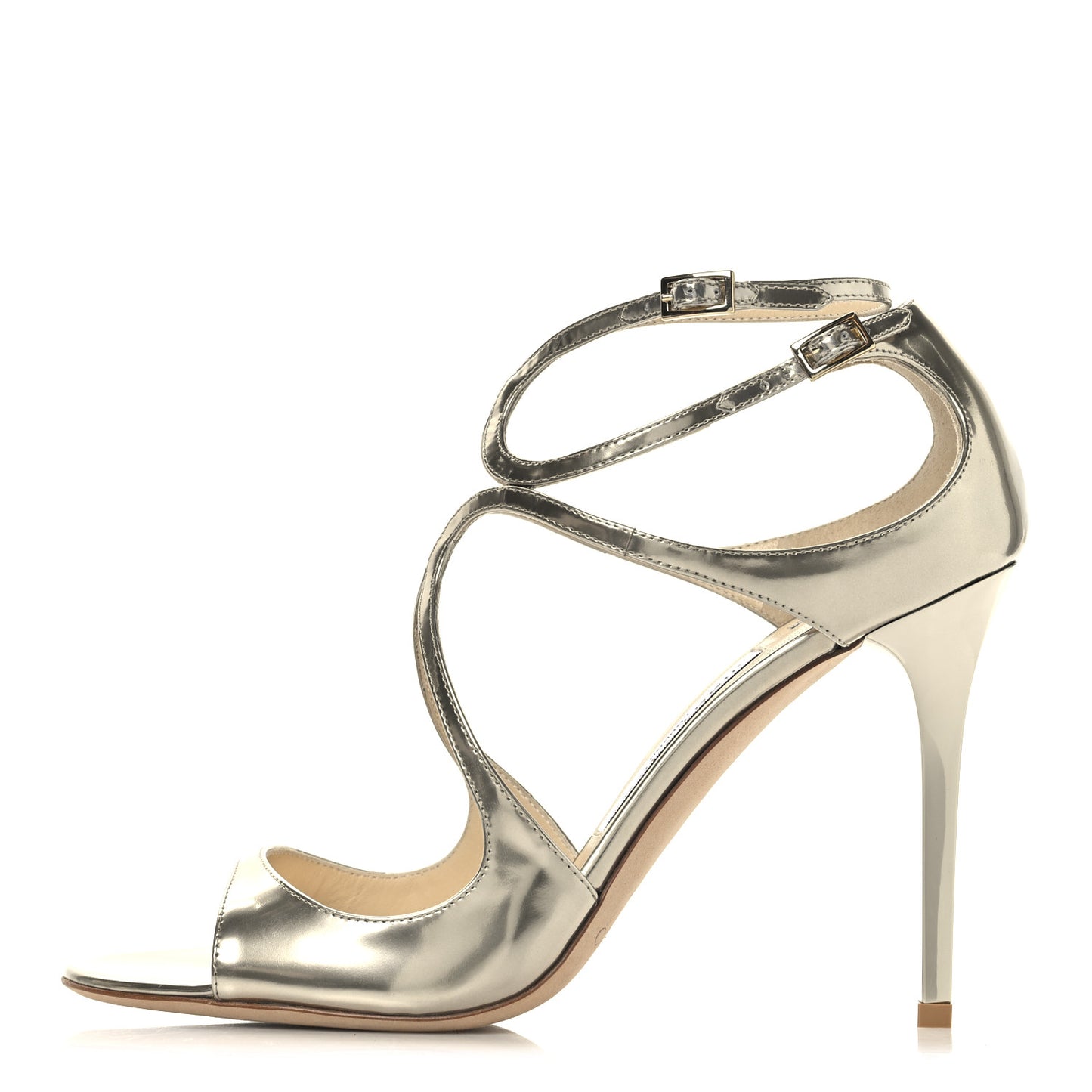 Mirror Calfskin Lang Sandals 41 Gold