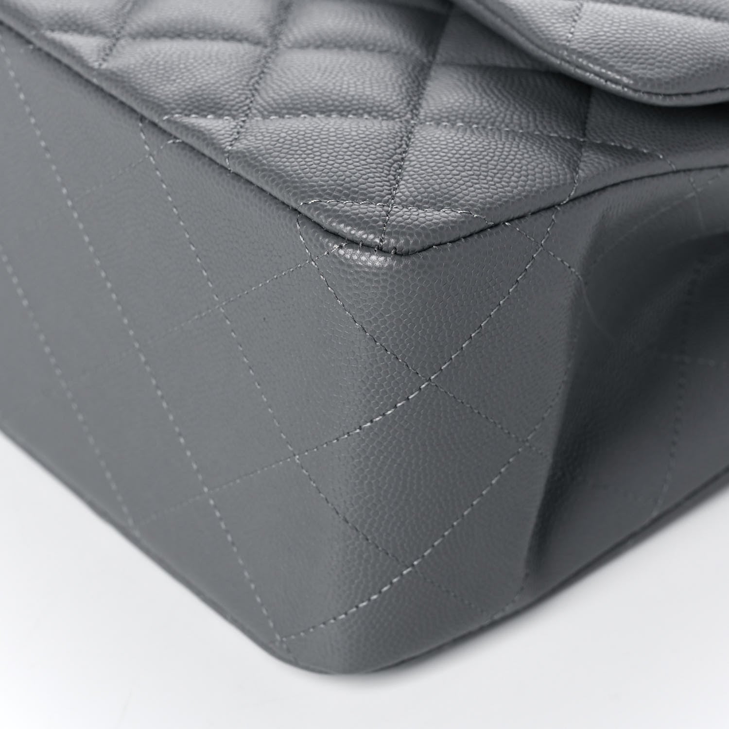 Chanel Caviar Quilted Jumbo Double Flap Grey 11 of 12