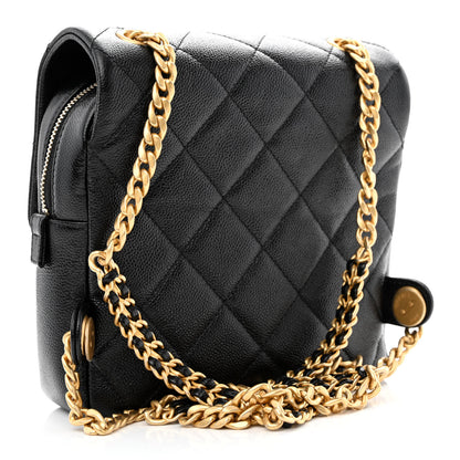Chanel Shiny Caviar Quilted Chain Melody Backpack Black 3 of 11