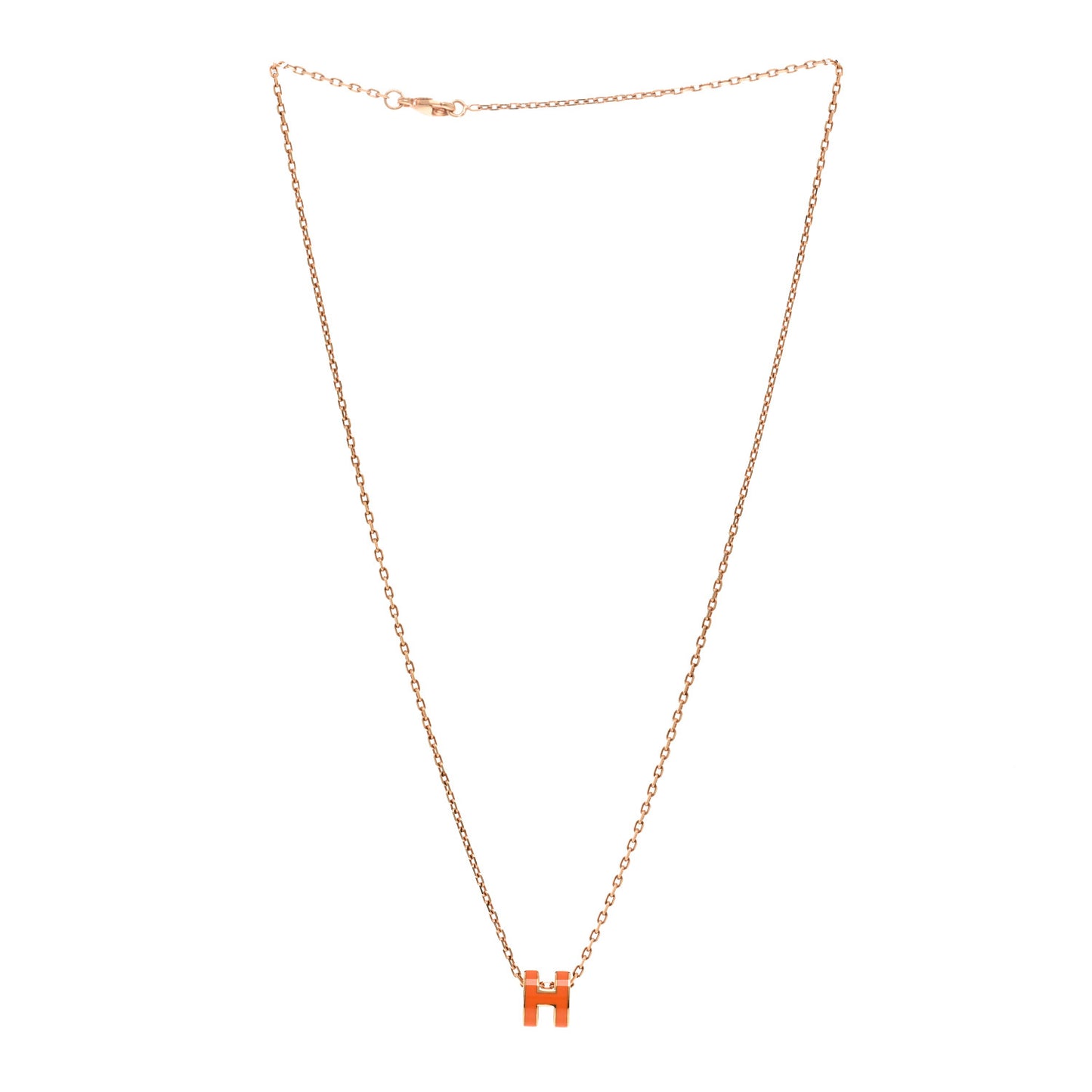 Lacquered Rose Gold Mini Pop H Pendant Necklace Orange