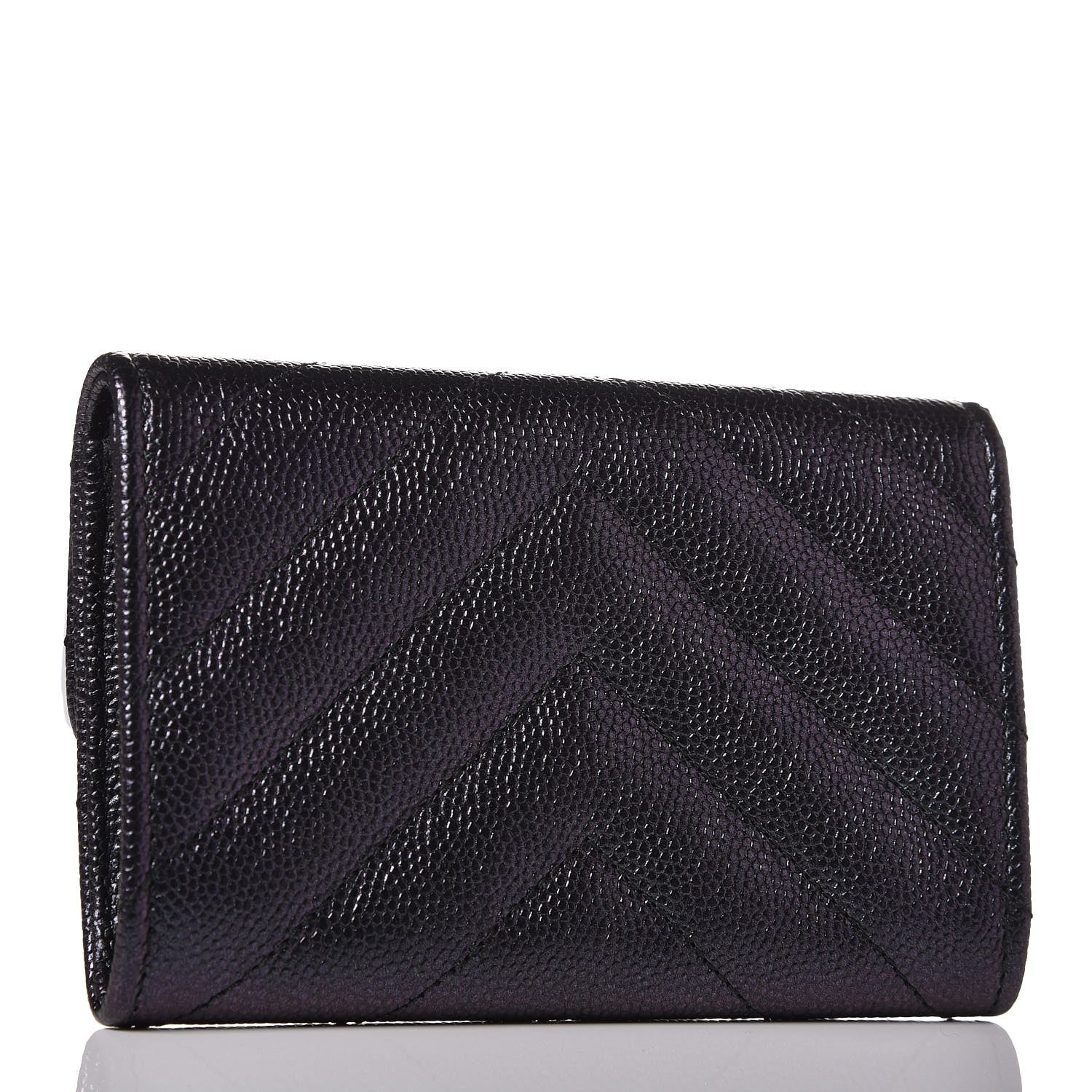 Chanel Iridescent Caviar Chevron Quilted Flap Card Holder Black 3 of 9