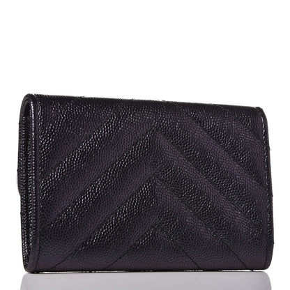 Chanel Iridescent Caviar Chevron Quilted Flap Card Holder Black 3 of 9