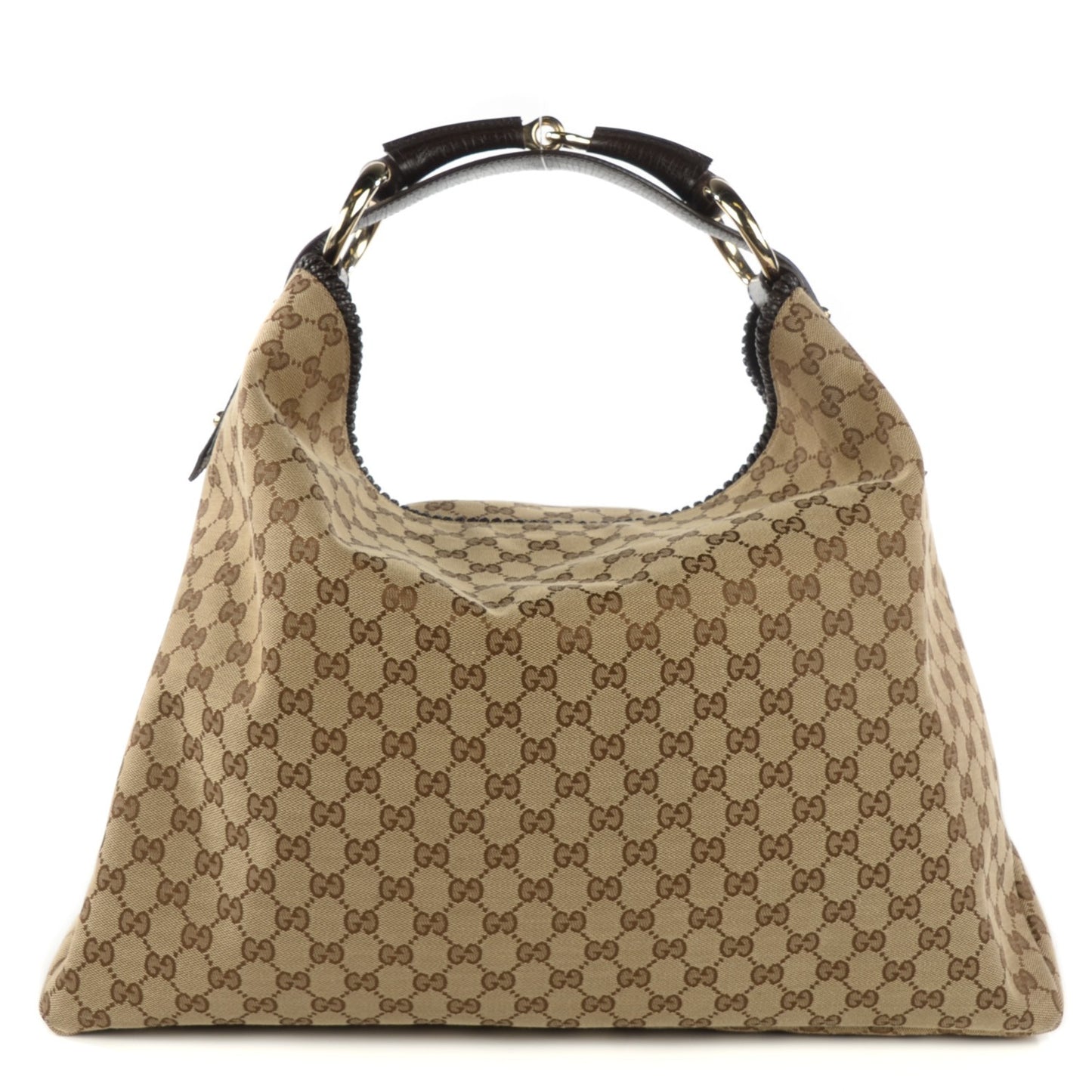 Monogram Large Horsebit Chain Hobo Dark Brown