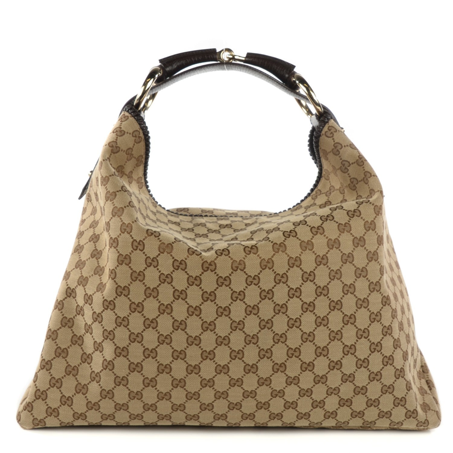 Gucci Monogram Large Horsebit Chain Hobo Dark Brown 1 of 7