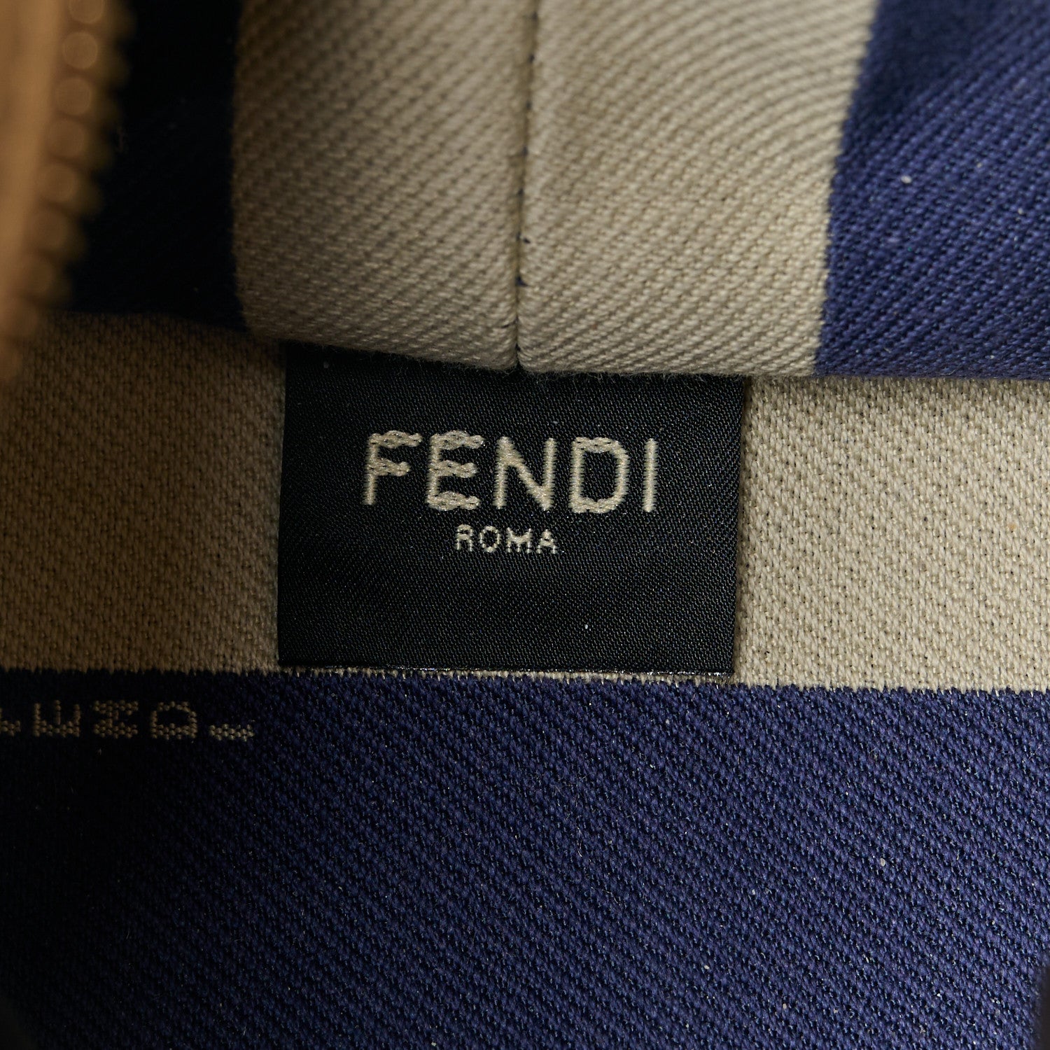 Fendi Fabric Calfskin FF Mini Roll Tote Sand Navy 8 of 11