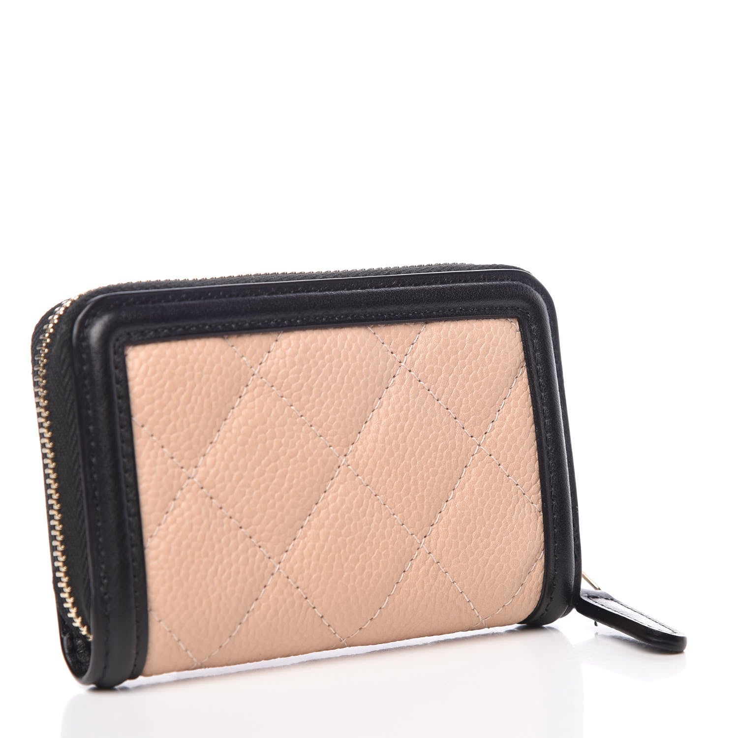 Chanel Caviar Quilted Filigree Coin Purse Beige Black 3 of 9