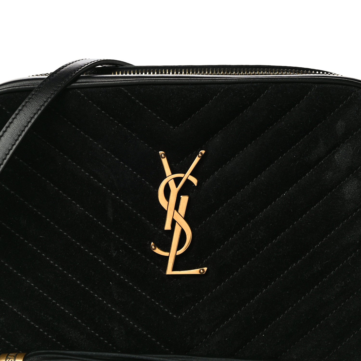 Saint Laurent Suede Calfskin Monogram Lou Camera Bag Black 8 of 14