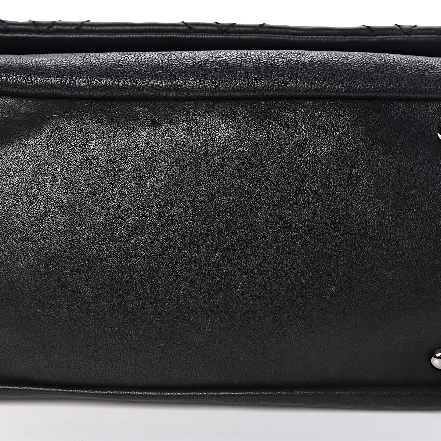 Calfskin Diamond Stitch Accordion Flap Black