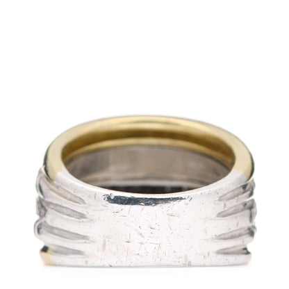 David Yurman Sterling Silver 18K Yellow Gold Diamond Wide Cable Ring 54 6.75 3 of 4