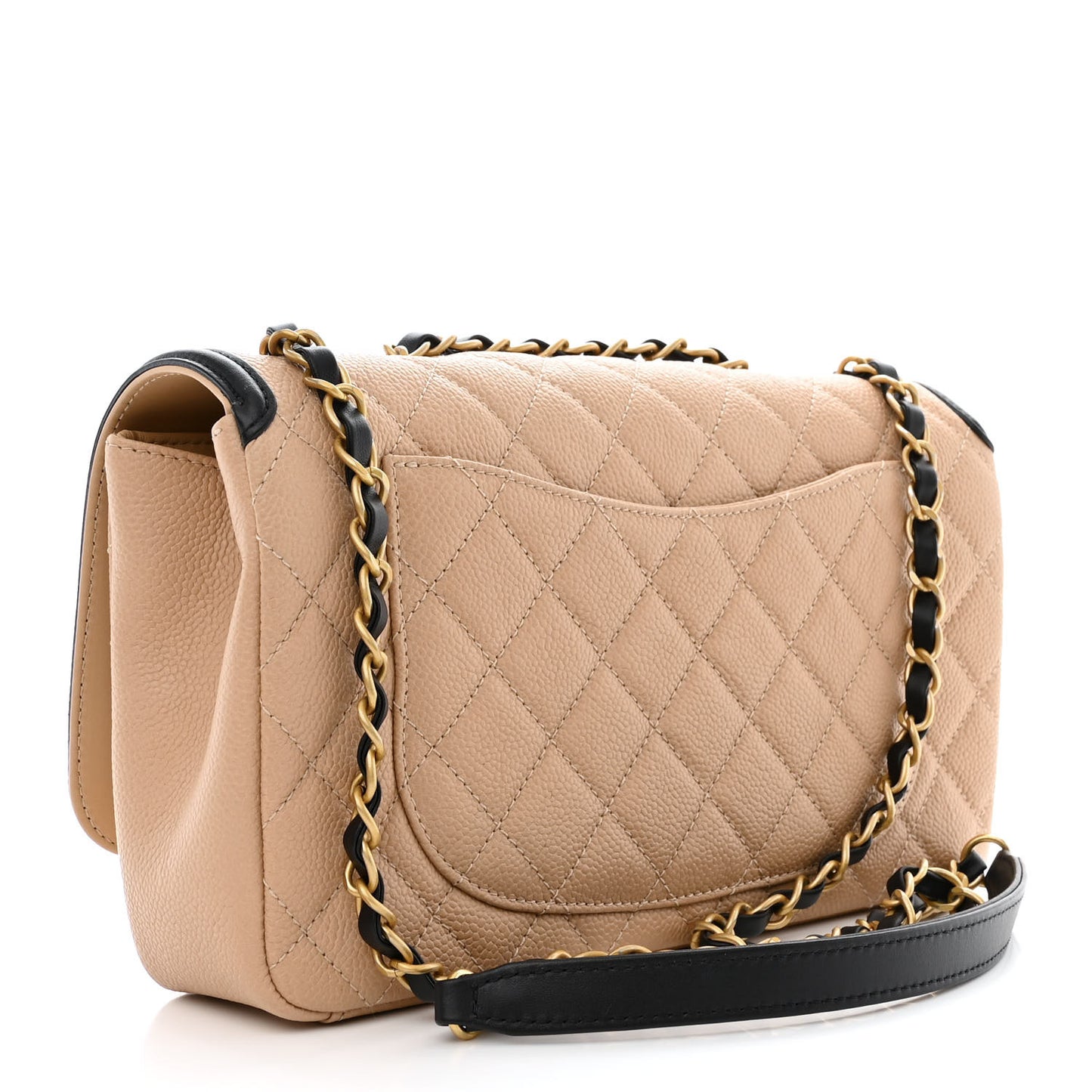 Caviar Quilted Medium CC Filigree Flap Beige Black