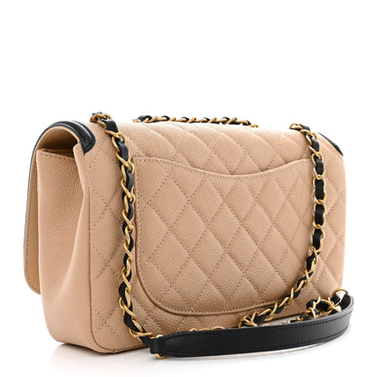 Chanel Caviar Quilted Medium CC Filigree Flap Beige Black 3 of 11