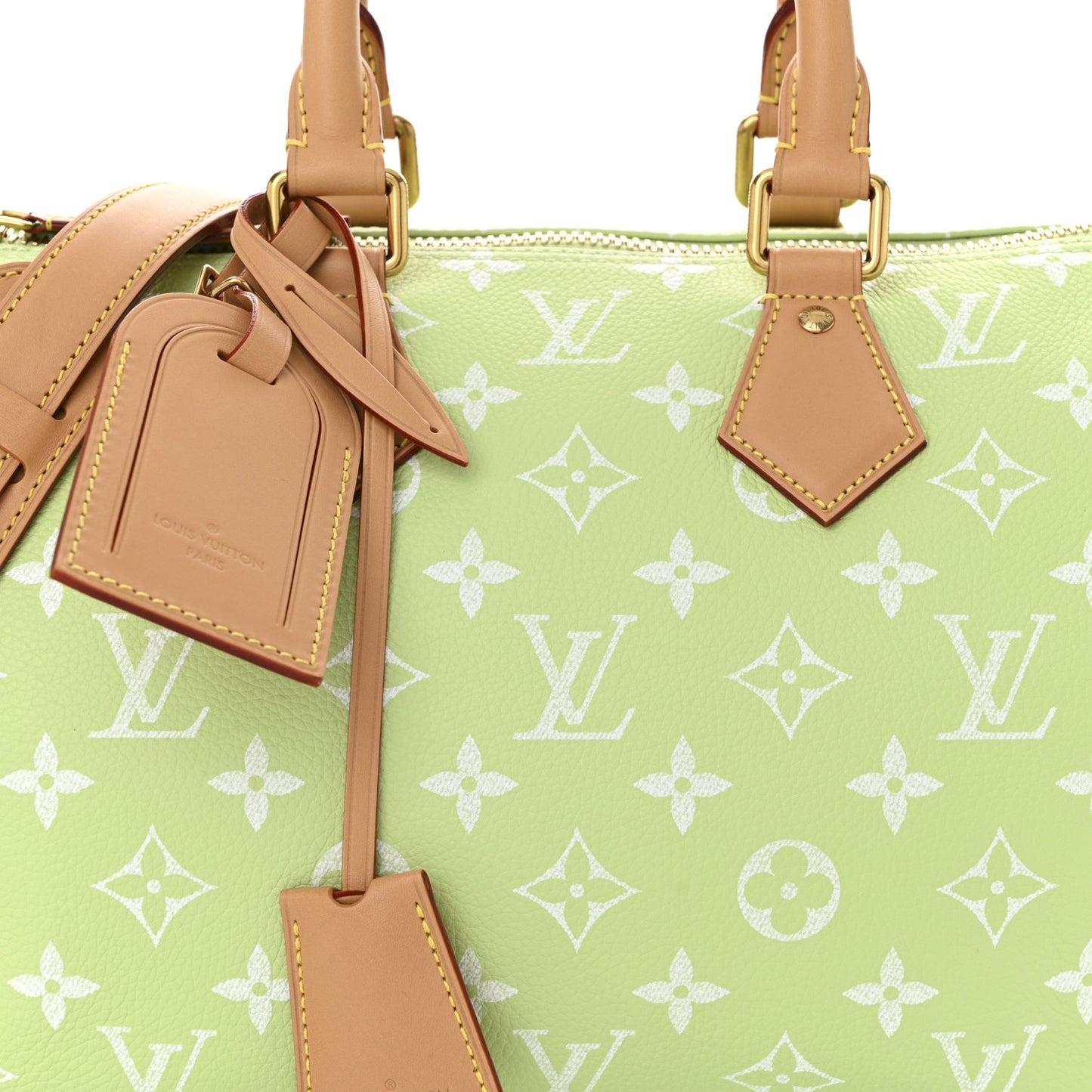 Calfskin Monogram Speedy P9 Bandouliere 30 Frozen Lime Vert Clair