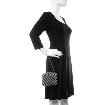 Judith Leiber Crystal Striped Miniaudiere Clutch Black White 2 of 8
