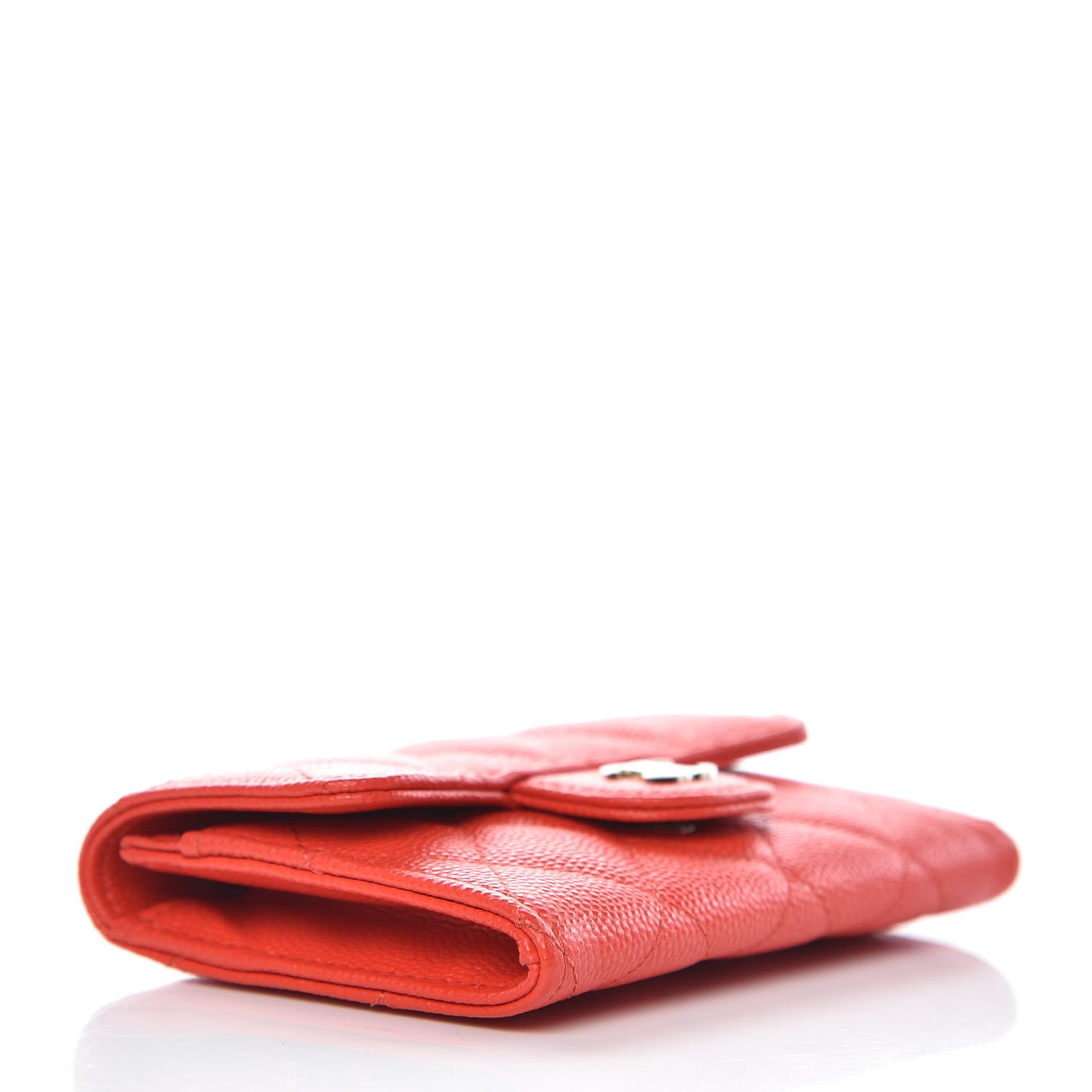 Caviar Quilted Flap Card Holder Red