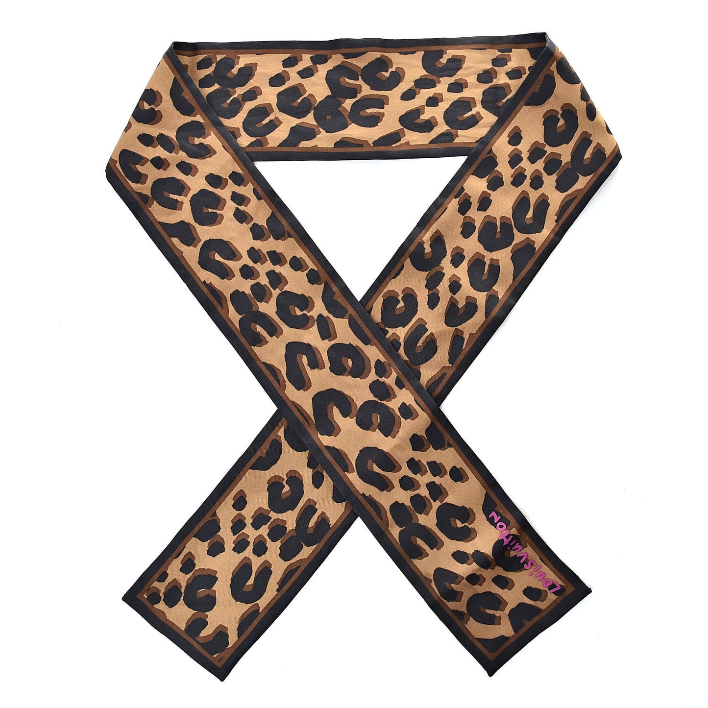 Silk Leopard Bandeau Scarf Marron