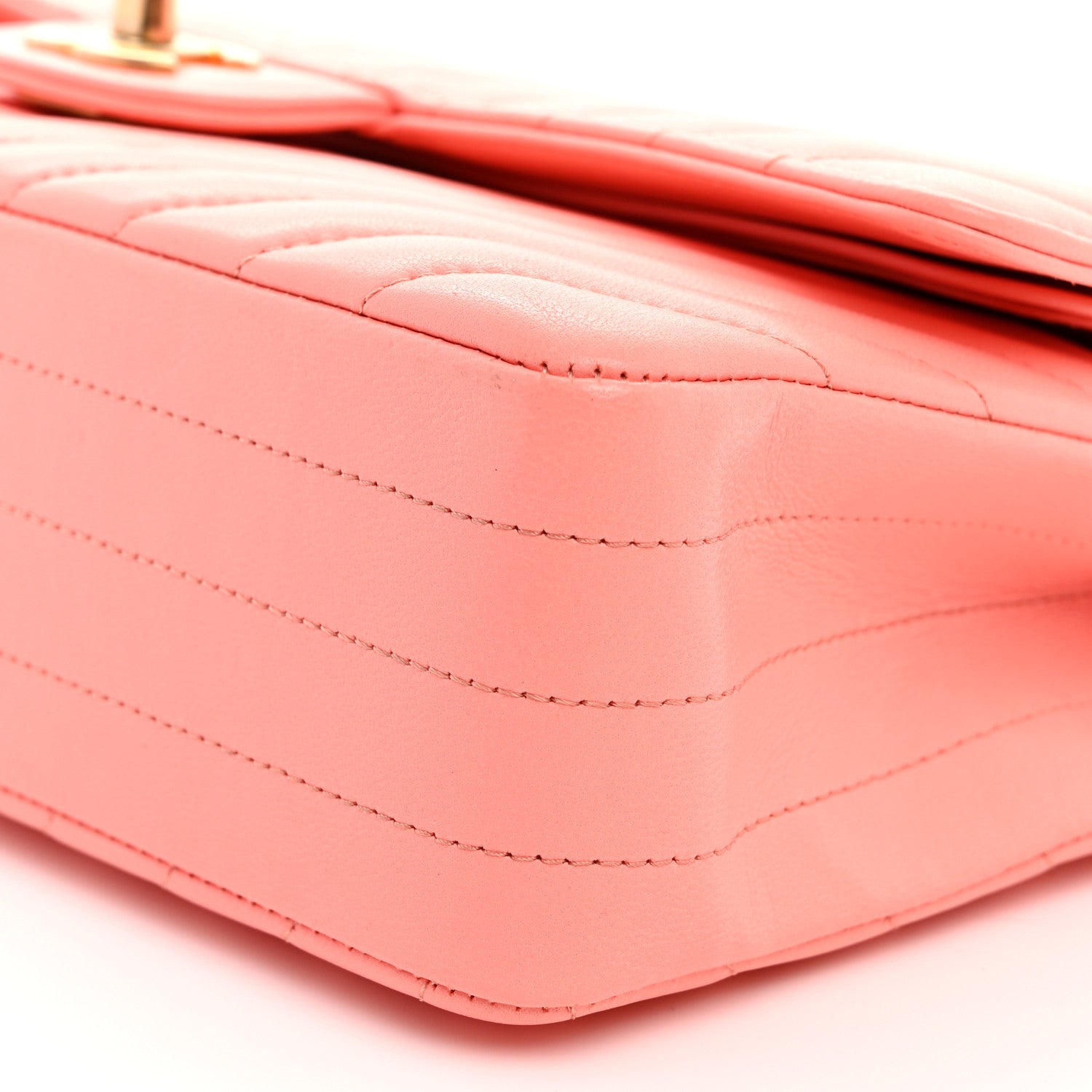 Chanel Lambskin Chevron Quilted Medium Double Flap Coral 10 of 10