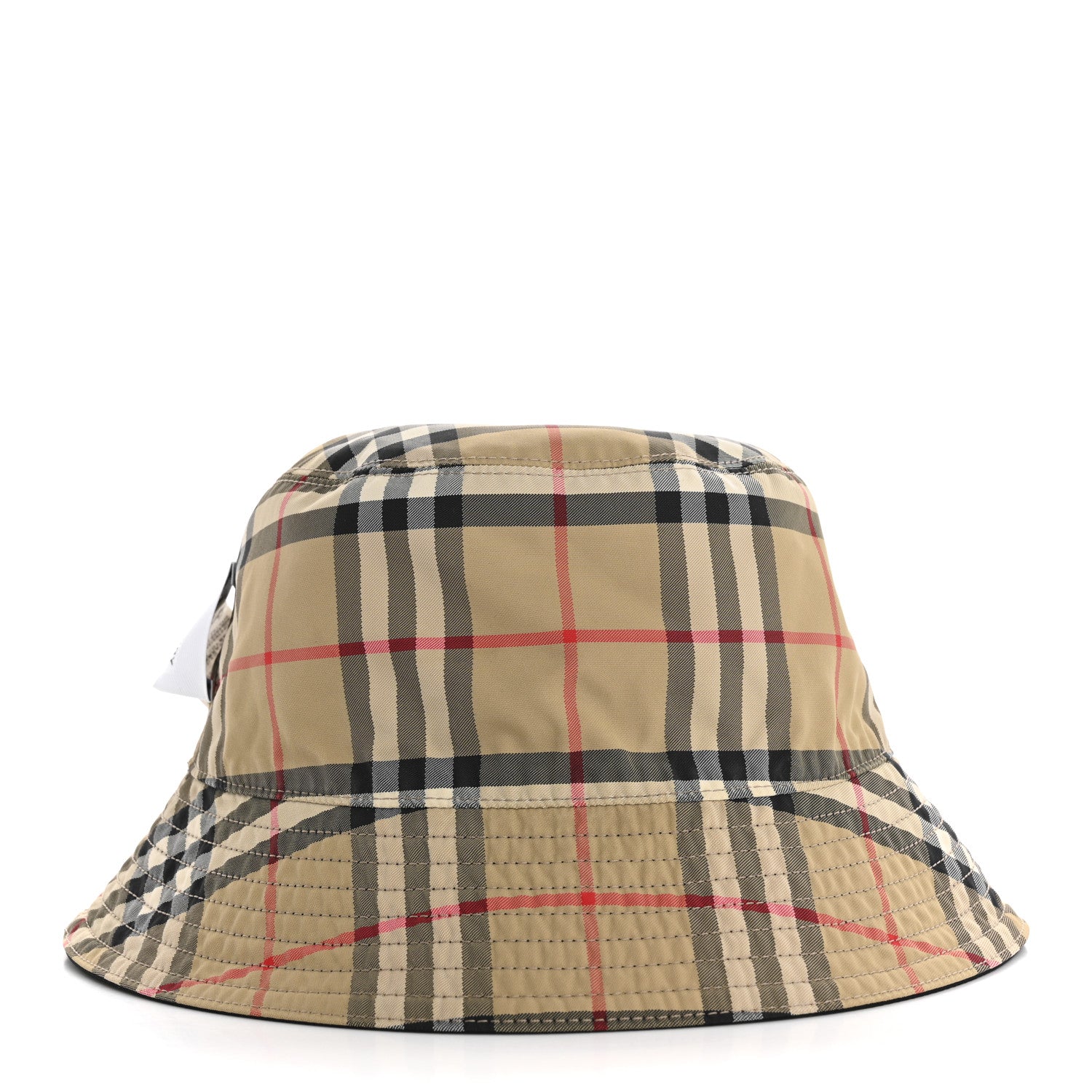 Burberry Cotton Gabardine Vintage Check Reversible Bucket Hat M Black Sand 9 of 14