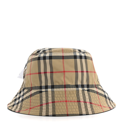 Burberry Cotton Gabardine Vintage Check Reversible Bucket Hat M Black Sand 9 of 14