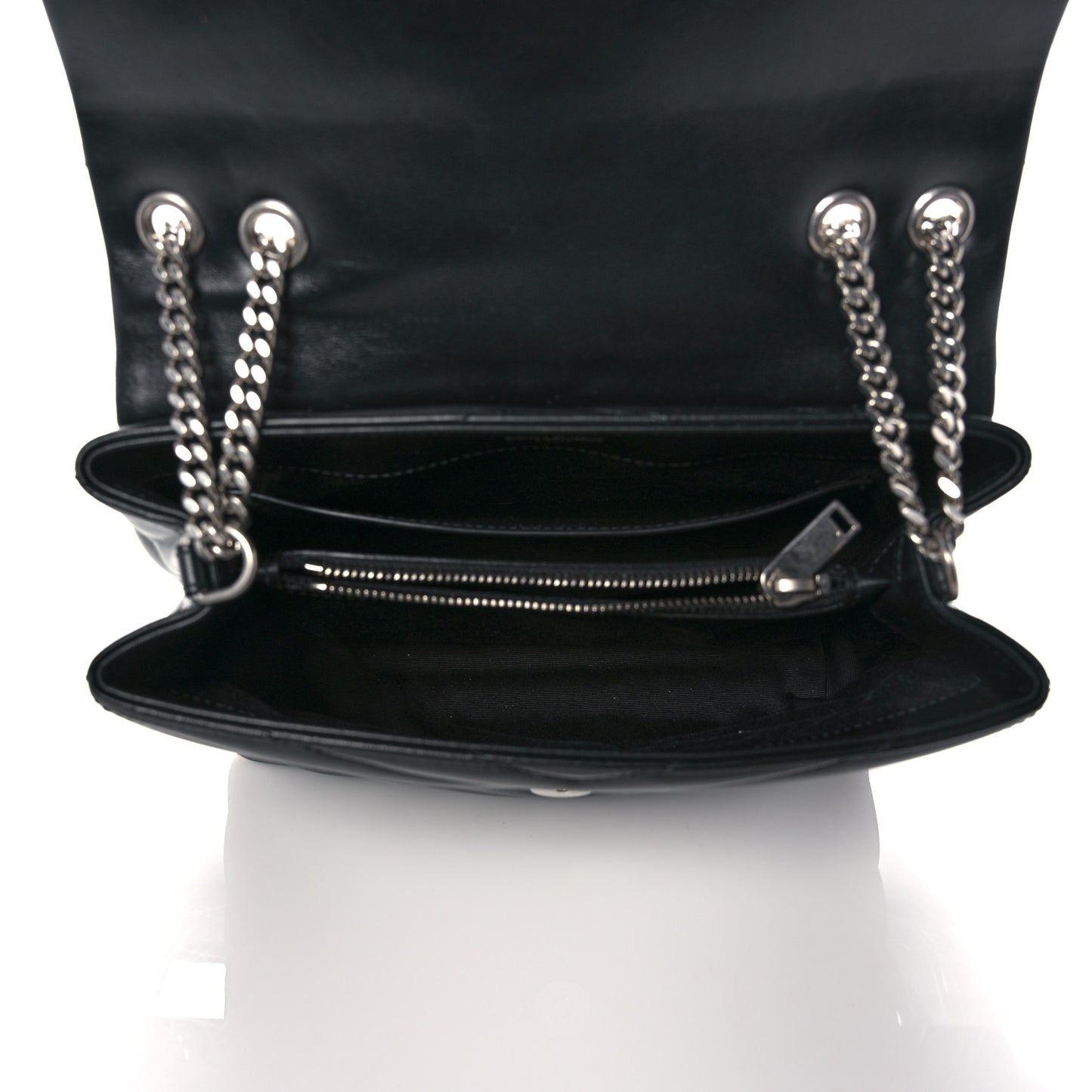 Calfskin Y Quilted Monogram Small Loulou Chain Satchel Black