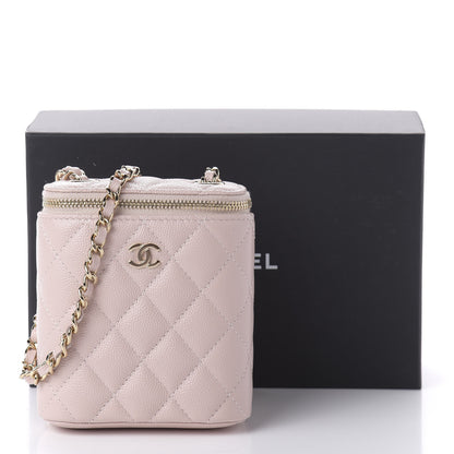 Chanel Caviar Quilted Small Vertical Coco Beauty Vanity Case With Chain Light Pink 11 of 11