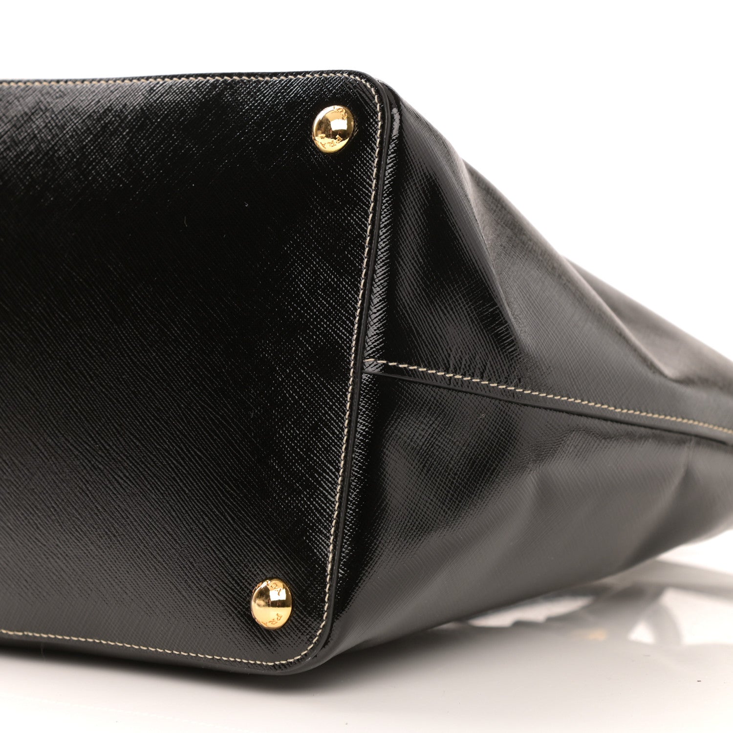 Prada Saffiano Vernice Turn Lock Shopping Tote Black 9 of 10