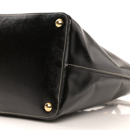 Prada Saffiano Vernice Turn Lock Shopping Tote Black 9 of 10