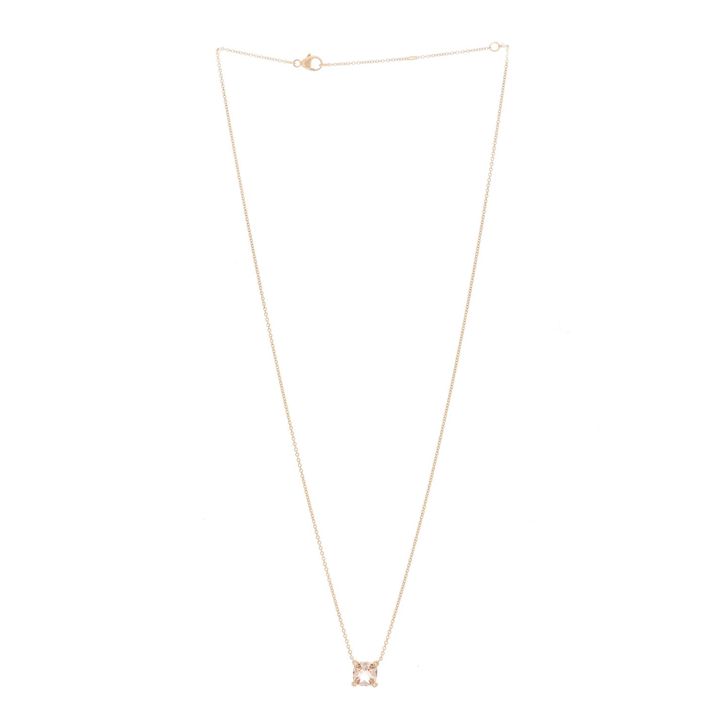 18K Rose Gold Diamond Morganite 7mm Petite Chatelaine Pendant Necklace