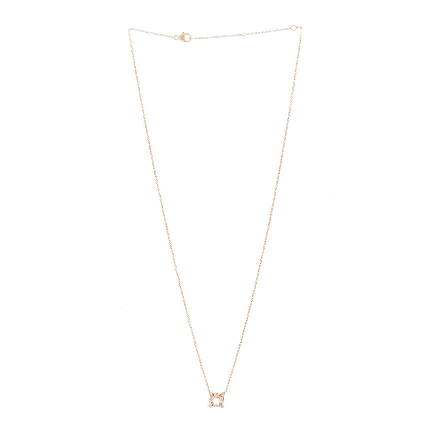 David Yurman 18K Rose Gold Diamond Morganite 7mm Petite Chatelaine Pendant Necklace 3 of 5