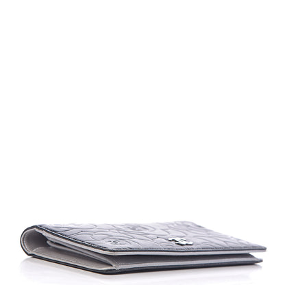 Chanel Lambskin Camellia Embossed Yen Wallet Black 4 of 9