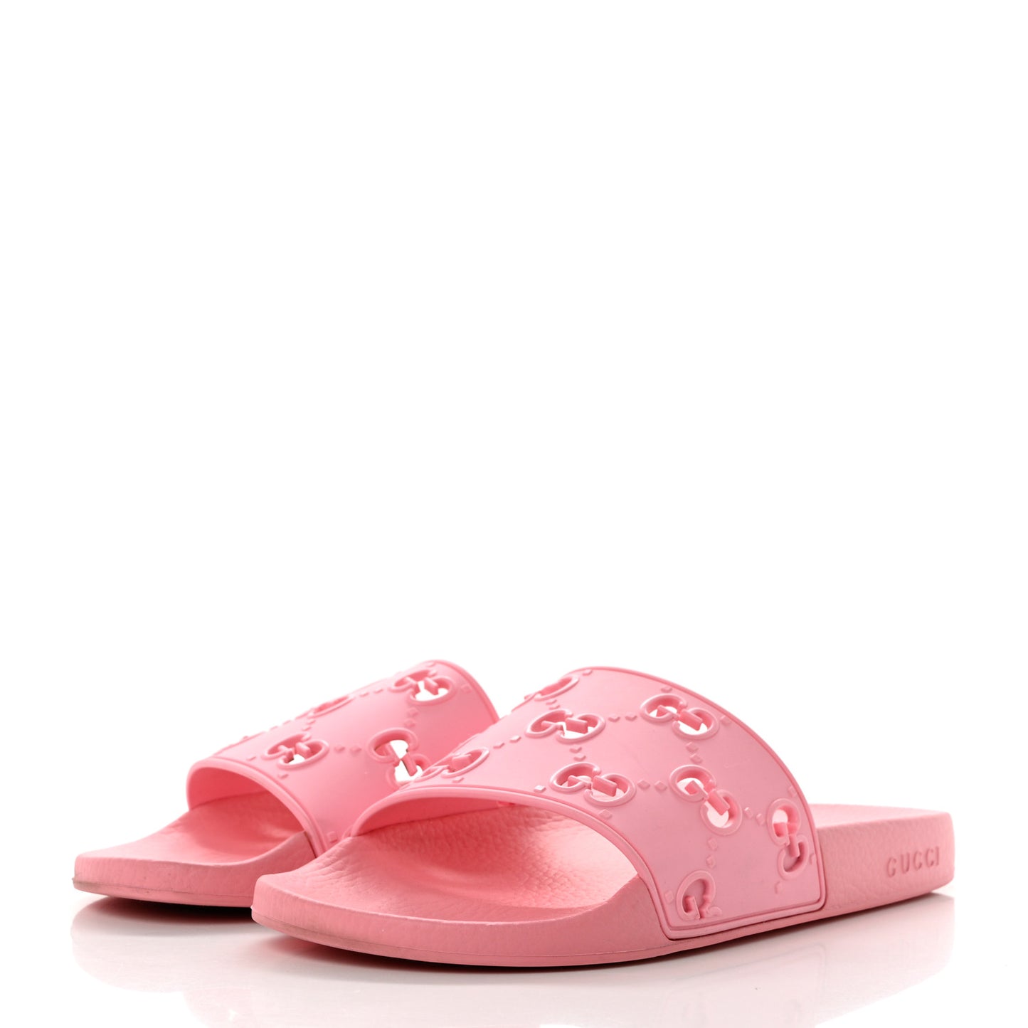 Rubber GG Monogram Perforated Womens Slide Sandals Rose Box 41