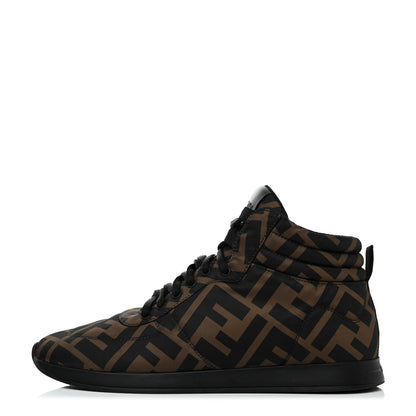 Fendi Nylon FF Reloaded High Top Sneakers 38.5 Tobacco Black 1 of 8