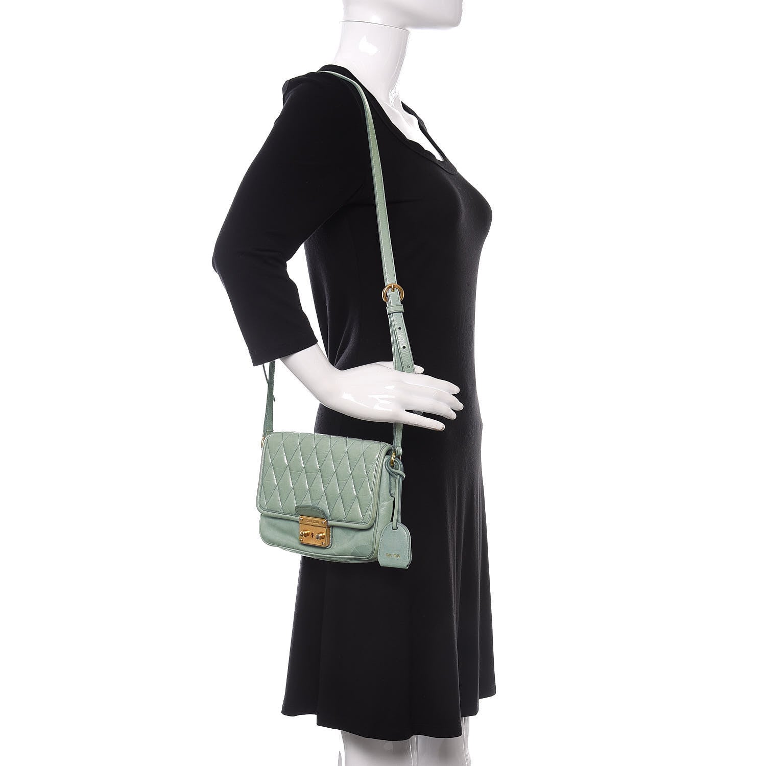 Miu Miu Vitello Shine Trapu Crossbody Bag Astrale 2 of 15