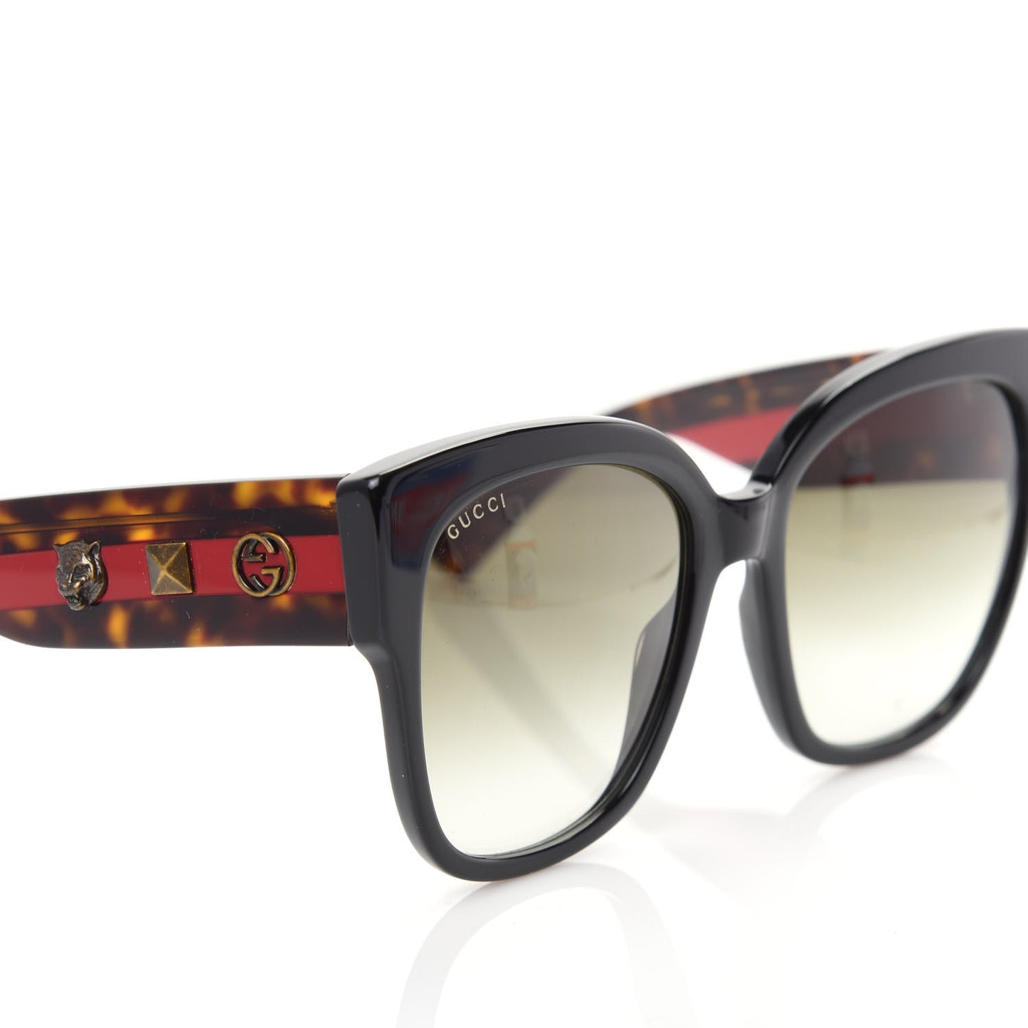 Acetate Square Frame Web Sunglasses GG0059S Black Tortoise