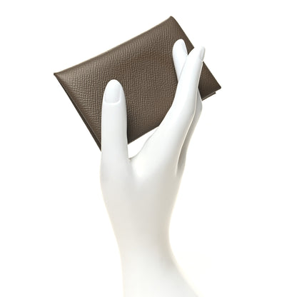 Hermes Epsom Calvi Card Case Etoupe 2 of 10