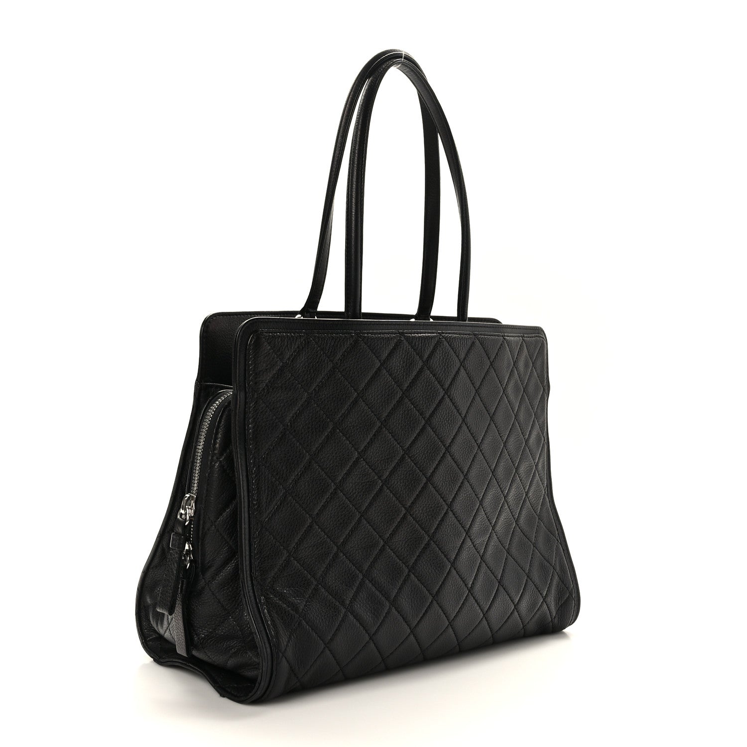 Chanel Calfskin Quilted Shopping Tote Black 3 of 11