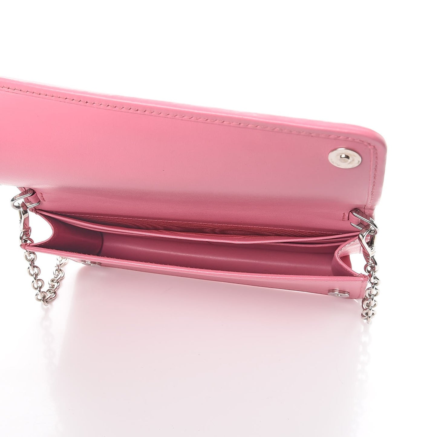 Soft Calf Quilted Diagramme Chain Wallet Begonia