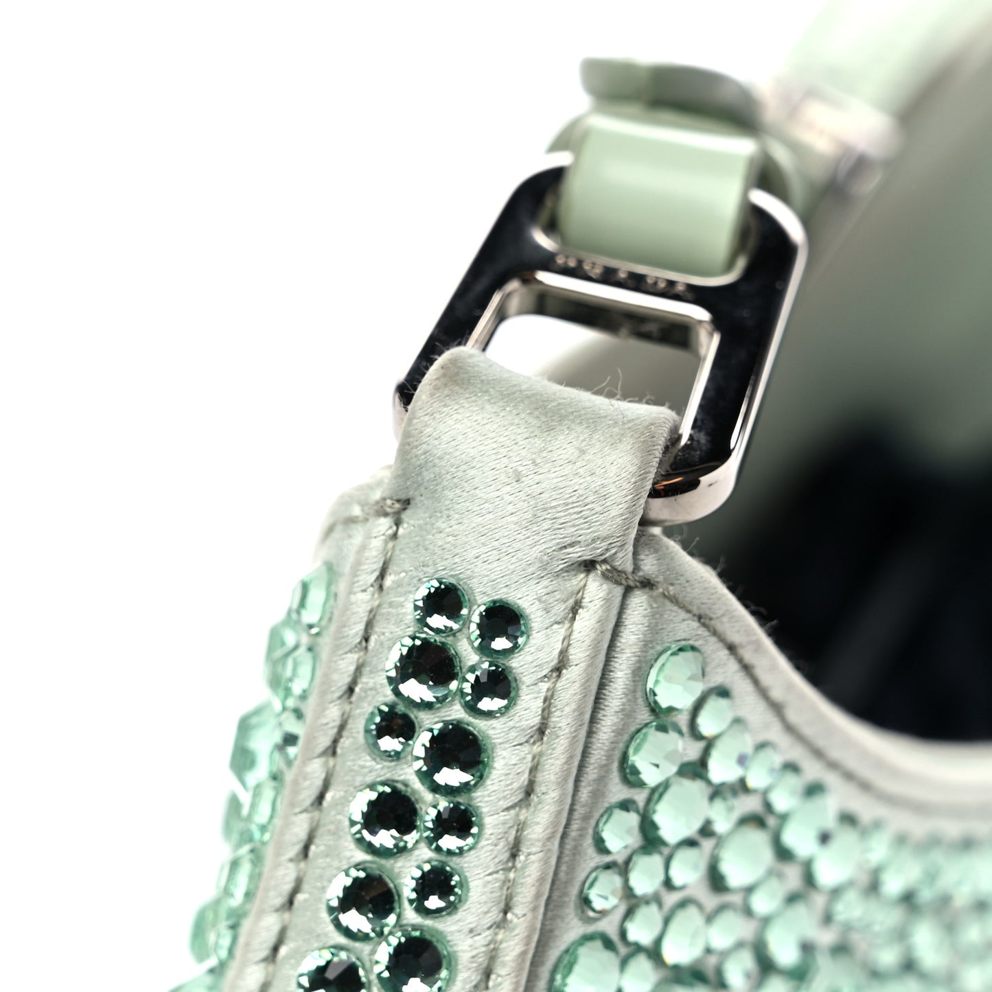 Satin Crystal Cleo Adjustable Strap Shoulder Bag Acqua